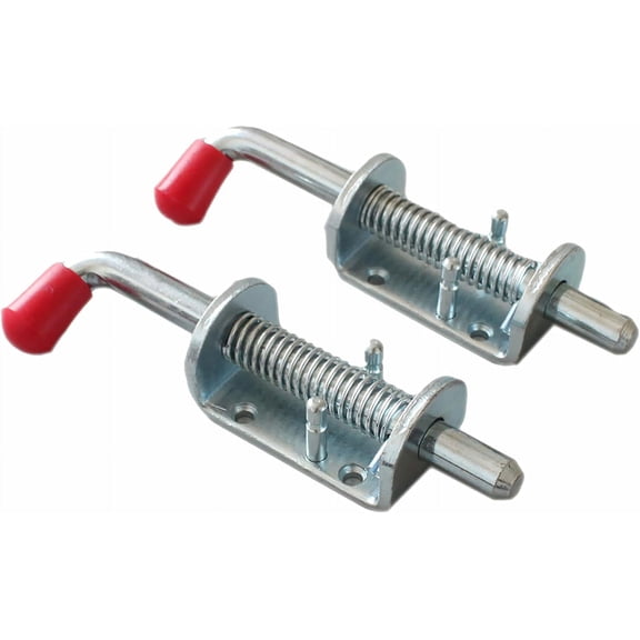 2 Pcs Trailer Spring Latch Pin, 1/2 inch Barrel Bolt Spring Loaded Latch Heavy Duty for Ramp Door Fence RV Silver