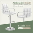 thumbnail image 5 of Homall Bar Stools Set of 2 Modern PU Leather Height Adjustable Hydraulic Kitchen Counter Square Island Swivel Barstool with Armrest, White, 5 of 7