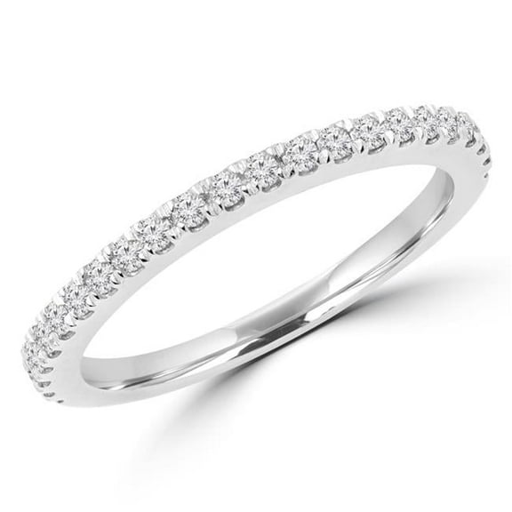 MD170327-7.5 0.25 CTW Round Diamond Semi-Eternity Wedding Band Ring in 14K White Gold, Size 7.5