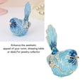 thumbnail image 3 of Bird Hinged Jewelry Trinket Box with Crystals Blue Metal Enamel Decorative Figurine Case Holder for Necklace Rings Earring Blue 7 x 6 in / 17.8 x 15.2 cm, 3 of 9