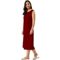 thumbnail image 2 of eloria Women Tunic Top Maxi Sleevless Round Neck Casual Dress Color : Marron Size : L, 2 of 6