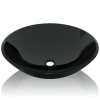 vidaXL Basin Tempered Glass16.5" Black Cloakroom Bathroom Above Counter Sink