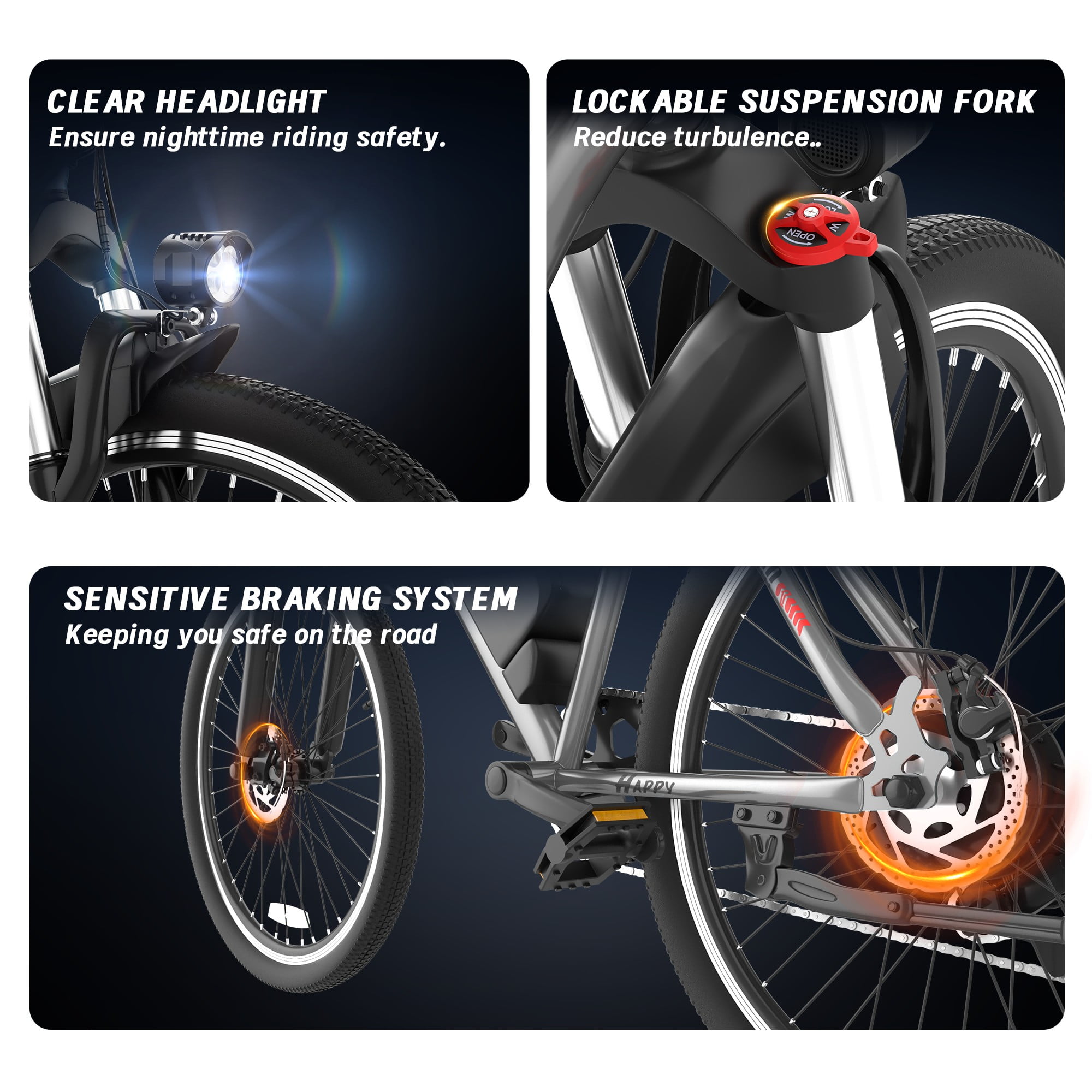 Electric Bike for Adults, 26'' Up to 50 Miles 22MPH Electric