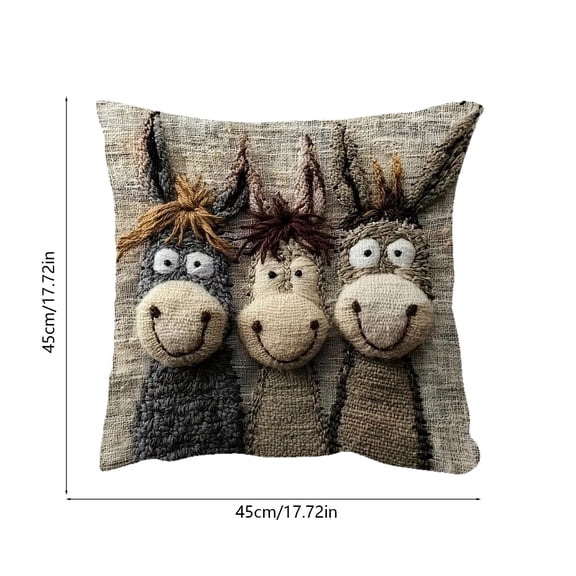 Uutvery Double Sided Print Pillow Cover, Short Lint Reversible Throw Pillowcase, Decorative Accent Cushion Cover for Sofa Bed, 17.7x17.7 Inch Home Decor