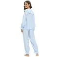 thumbnail image 4 of Xmarks Women Two Piece Pajamas Set Plaid Print Loungewear Button Down Night Suit Long Sleeve Pj Set Blue US 14, 4 of 6