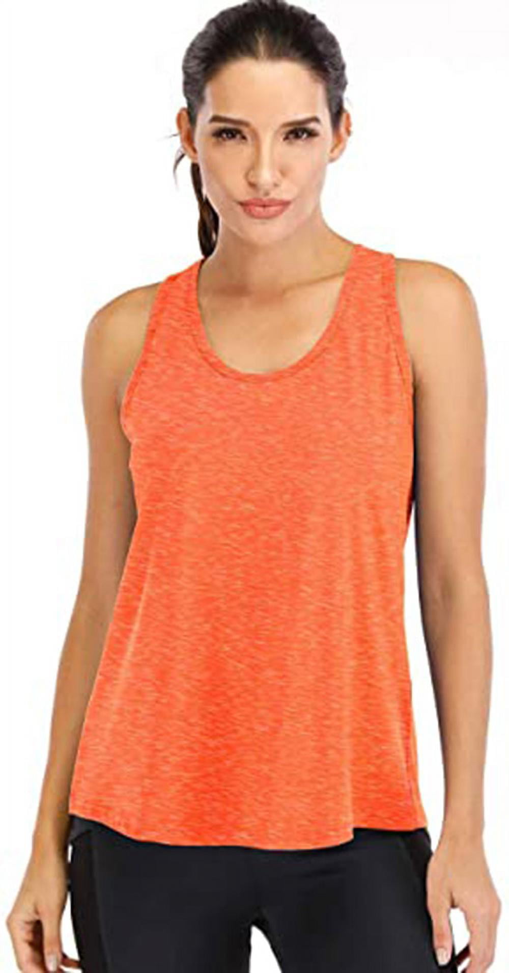  Heledok Womens Tank Tops Built in Bra Workout Racerback  Athletic Running Yoga Top Loose Fit Sports Sleeveless Shirt Orange XXL :  Clothing, Shoes & Jewelry
