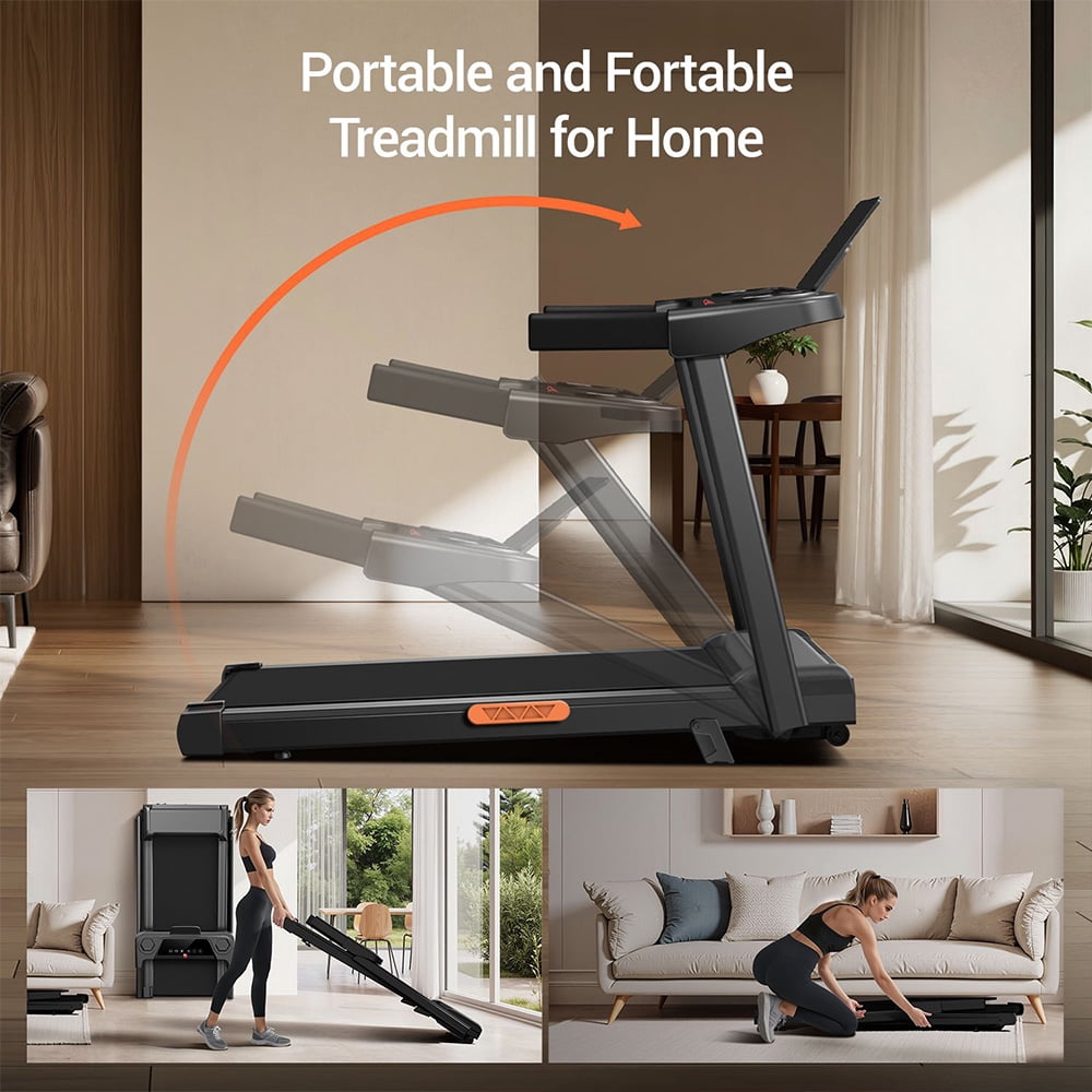 Foldable Treadmill with 12% Incline, 3.0 HP Motor, and LED Display, Low-Noise,Wide Running Surface – Maximum Load 136KG ROBORE SF10