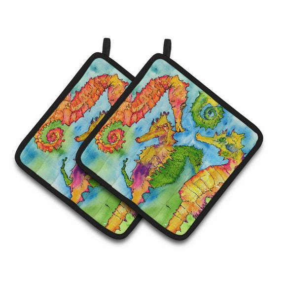 Carolines Treasures 8546PTHD Seahorse Pair of Pot Holders , 7.5HX7.5W, multicolor