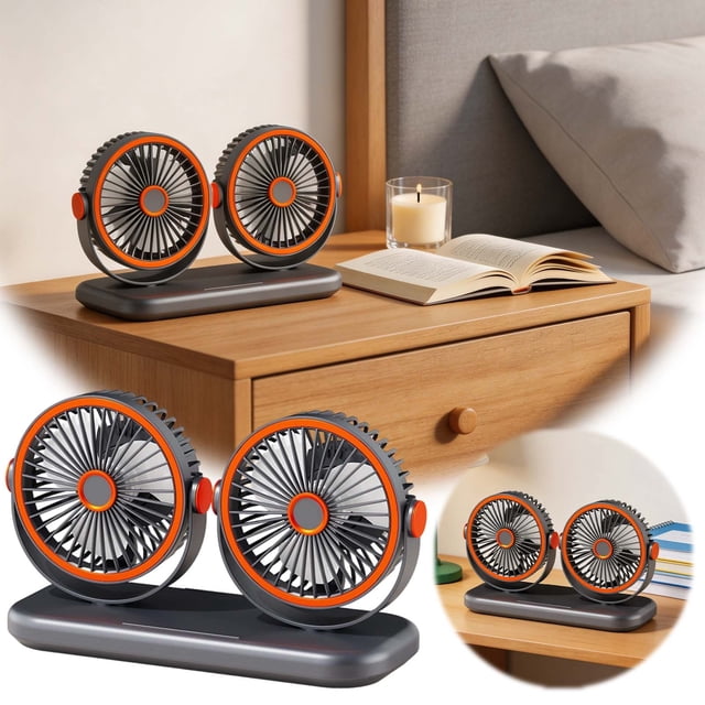 USB Rechargeable Head Desktop Fan High Speed Adjustable Air Circulator For Home And
