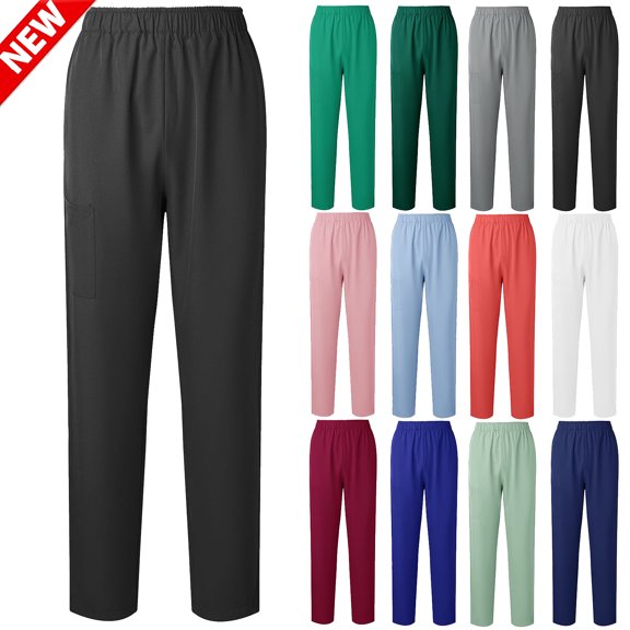 Tqyyweavej Scrub Pants for Women Stretchy Solid Color Casual Pant Straight Leg Pleated Work Pants Women with Pocket Size S to 2XL