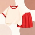 thumbnail image 4 of FSYBOA Girls Casual Outfit Sets, Relaxed Summer Crewneck 2 Piece Kids Clothing Set Red Size 9-10T, 4 of 4