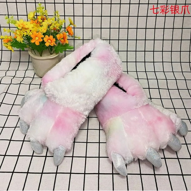 Unisex Chunky Bigfoot Shoes Women s Bear Paw Slippers Couples Male