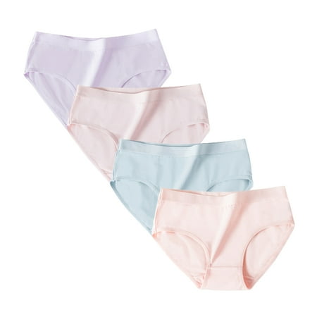 

Xmarks Women s Mid Waisted Cotton Underwear Ladies Soft Full Briefs Panties 4 Pack 132-154lbs（Weight）