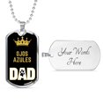 thumbnail image 4 of Ojos Azules Cat Dad Necklace Stainless Steel or 18k Gold Dog Tag 24" Chain, 4 of 8