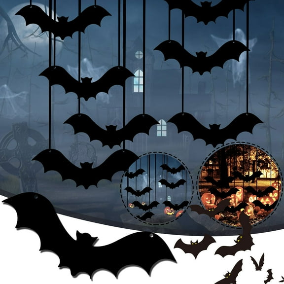 Vikakiooze Halloween Party Decorations, Black Scary Bats For Halloween Yard Decoration Party Supplies Decorative Scary
