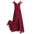 thumbnail image 5 of iEFiEL Women Ladies Chiffon Off-The-Shoulder Side Split Long Bridesmaid Dress Evening Prom Gown, 5 of 7
