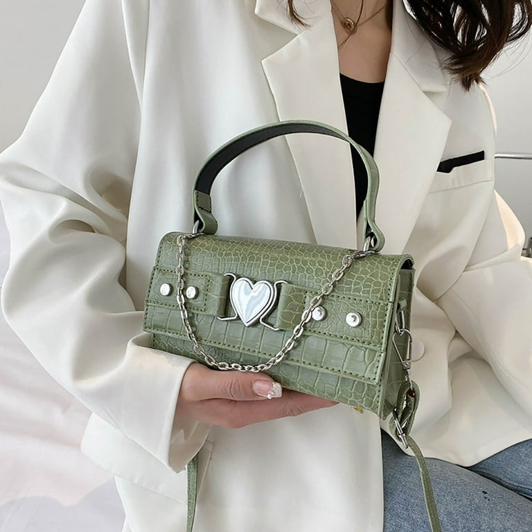 Pinfect Fashion PU Leather Womens Handbag Alligator Pattern Love Chain  Shoulder Tote Bag