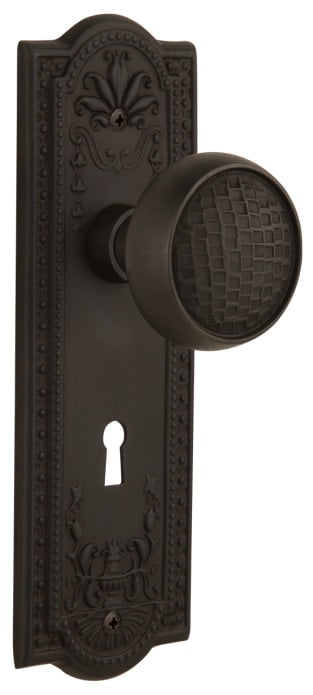 2.375 Nostalgic Warehouse 720433 Craftsman Plate Passage Waldorf Black Door Knob in Timeless Bronze
