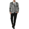 thumbnail image 3 of INSPIRE CHIC Men's Party Animal Leopard Print Blazer Notched Lapel Lightweight Sport Coat Suit Jacket S White Leopard, 3 of 7