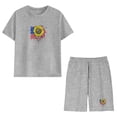 thumbnail image 6 of Zynoxe Girls and Boys Two Piece Sets Independence Day Printed Short Sleeve Tops and Elastic Waist Shorts Sets Lounge Cotton Linen Summer Outfits Gray 9 Years, 6 of 9