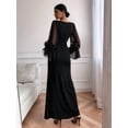 thumbnail image 6 of Women'S Deep V-Neck Slim Fit Bell Sleeve Evening Gown Maxi Dress Formal Party Dress Black XL, 6 of 8