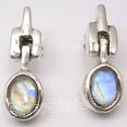 thumbnail image 2 of SilverStarJewel Sterling Silver Rainbow Moonstone Earrings 0.8" Fashionable Gift For Sister Jewelry, 2 of 3