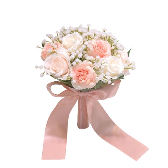 RUINIXCW Artificial Wedding Flowers Bouquets For Bride Bridal Bouquet Bridesmaid Bouquet Prom Bouquet 7.87x8.66inch Faux Roses Bouquets With Ribbon Fake Flowers Arrangements Ceremony Anniversary