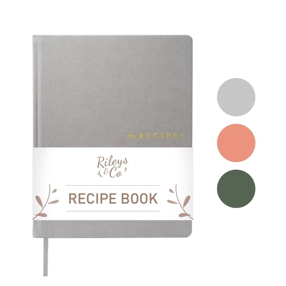 Rileys & Co. Grey Recipe Book to Write in Your Own Recipes | Blank Recipe Books to Write In | Recipe Journal | Recipe Notebook | Blank Cookbook (8.5x11 in / 21.5 x 28 cm)