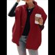 thumbnail image 3 of Chaleco de Felpa para Mujer, Informal, Extragrande, Cálido, con Botones y Bolsillos Vino Tinto S, 3 of 8