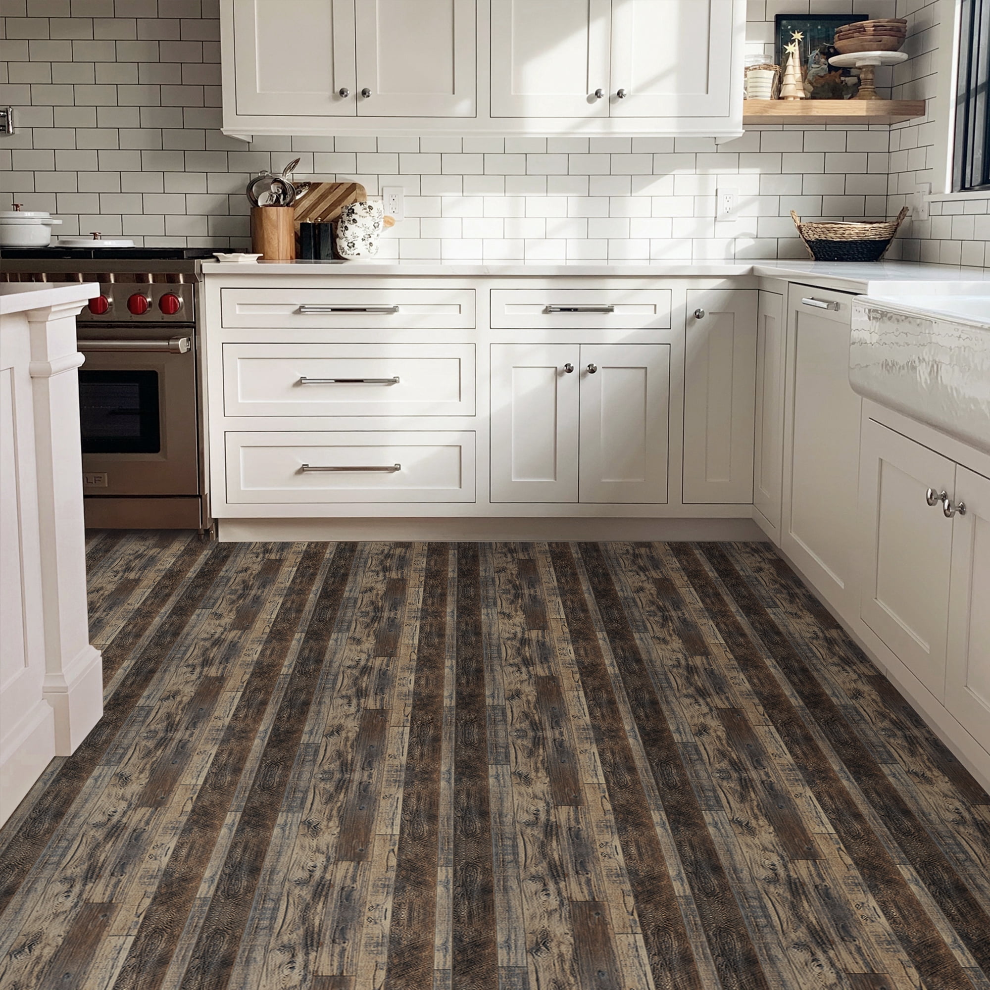 (2 pack) UMIGGEE Wood Grain Peel and Stick Vinyl Flooring Roll, 15.7-in x 118-in/12.8 Sq.Ft Self-Adhesive Vinyl Wood Grain Floor,Versatile Design for Any Space Easy DIY Install Home Decor