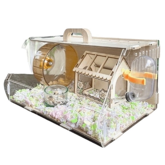 Acrylic Transparent Hamster Cage with Handle for Easy Movement