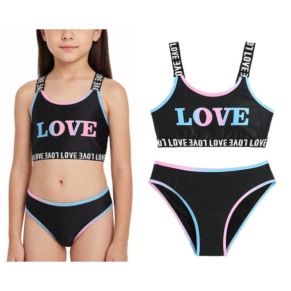 Swimsuits for Kids Girls Quick Dry 2 Piece Girl Bathing Suit with Chest Pad Girls Swim Suits 6-7 Years