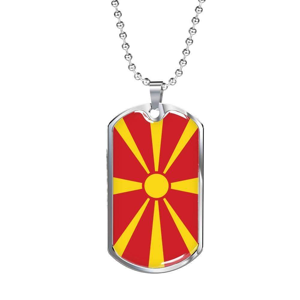 Macedonia Flag Necklace Macedonia Flag Stainless Steel or 18k Gold Dog