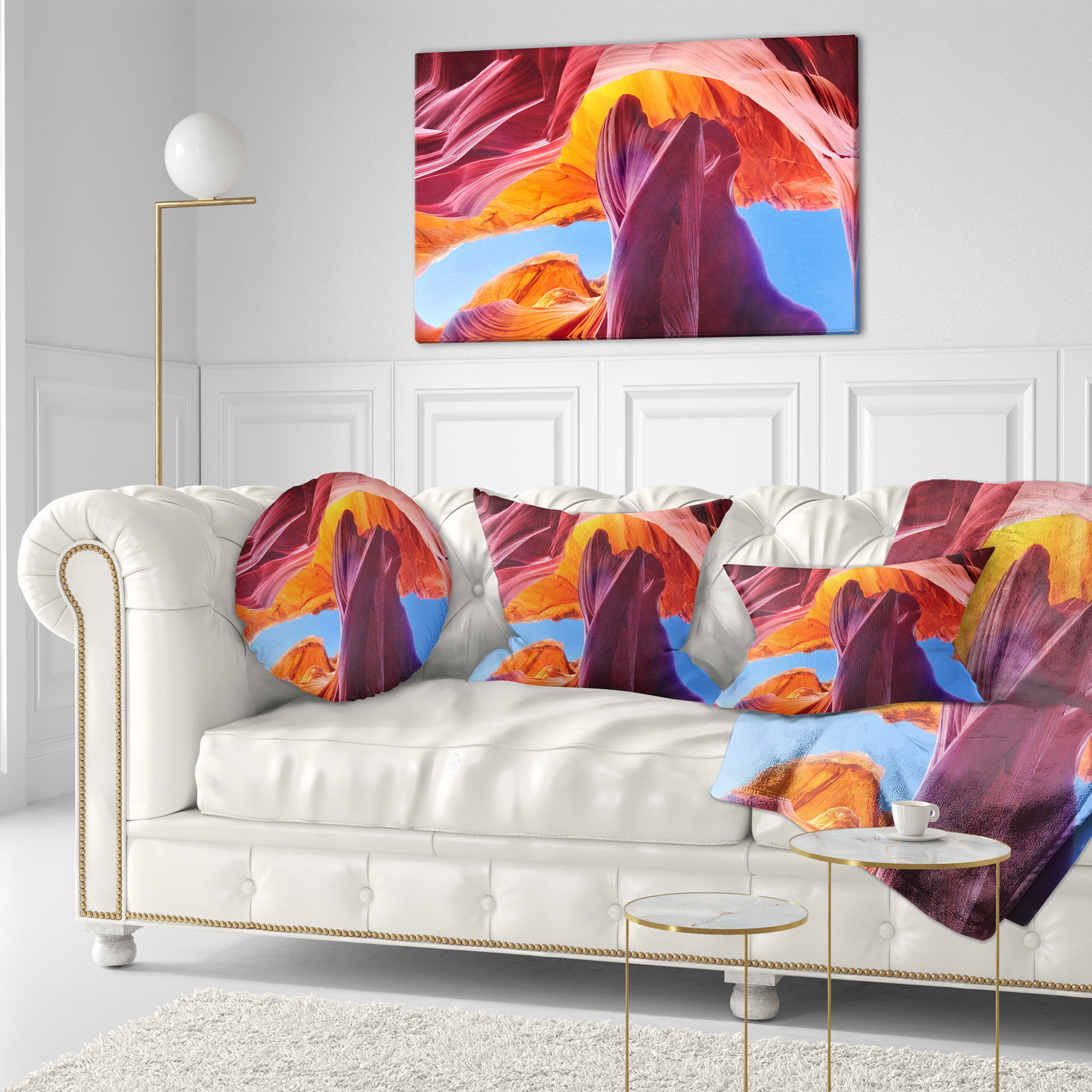 Designart Blue Sky in Antelope Canyon - Landscape Photography Throw Pillow - 12x20
