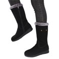 thumbnail image 2 of Domuza Women Fleece Lined Mid Calf Winter Boots, Side Zipper Pocket Decor Warm Snow Boots Black 9（EU-42）, 2 of 9