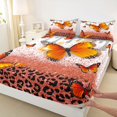 thumbnail image 5 of Homewish Orange Butterfly Leopard Print Bed Sheets, Animal Full Size Sheets, 4 Pieces (1 Flat Sheet, 1 Fitted Sheet and 2 Pillowcases), 5 of 6
