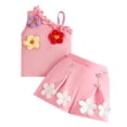 thumbnail image 4 of qelini Sleeveless Top and Shorts Set Girls 0-3Years 3D Floral Ribbed Knit Summer 2 Piece Outfit Summer Sets, 4 of 8