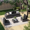 thumbnail image 7 of LazySunsets 6 Piece Outdoor Patio Wicker Conversation Set, Gray Rattan Sectional Sofa with Black Cushions & Coffee Table, 7 of 7