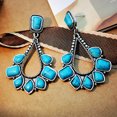 thumbnail image 5 of Opolski Ladies Faux Turquoise Inlaid Teardrop Drop Stud Earrings Statement Jewelry Gift, 5 of 8