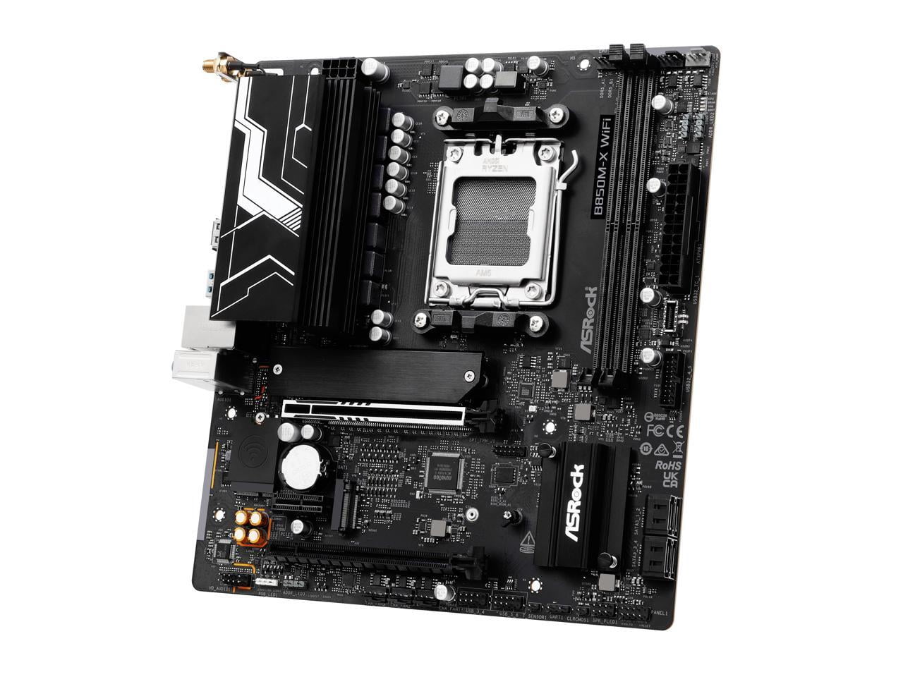 ASRock B850M-X WiFi R2.0 AM5 AMD B850 SATA 6Gb/s USB 3.2 Dual Graphics Outputs RGB Micro ATX Motherboards-AMD