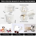 thumbnail image 2 of Yoolife Travel Makeup Bag for Women 2 Initial White Travel Bag Teen Girls Gifts Cute Makeup Bag Personalized Gifts for Women, 2 of 6