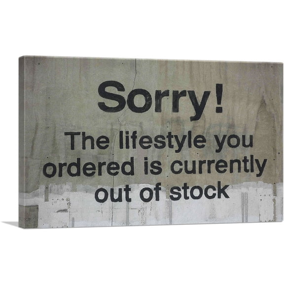 ARTCANVAS Lifestyle You Ordered Out of Stock Canvas Art Print by Banksy - Size: 26" x 18" (0.75" Deep)