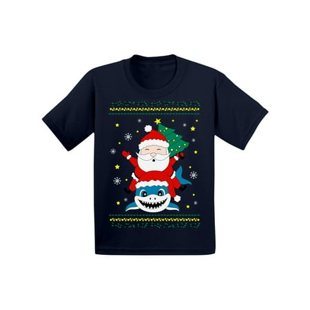 

Awkward Styles Toddler Christmas Shirt for Toddler Girls Christmas Shirt for Toddler Boys Santa with Shark T-Shirt