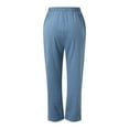 thumbnail image 7 of WTXUE Women's Pants, Womens Trousers Women High Waisted Wide Leg Pants Drawstring Elastic Trousers Comfy Straight Leg Long Pants with Pockets, Slacks Pantalones De Mujer, Sky Blue, 7 of 7