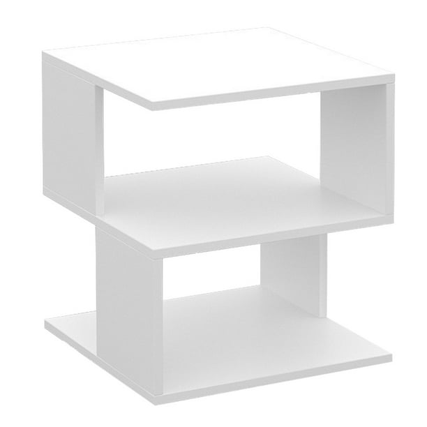 Mesa de centro pequeña y sencilla, moderna, para sala de estar, escritorio cuadrado, mesita de noche, decoración para el hogar, dormitorio (blanco)