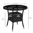 thumbnail image 3 of Outsunny Table à Manger en Osier Φ31,5 Pouces, Table de Jardin Ronde, Noir, 3 of 10