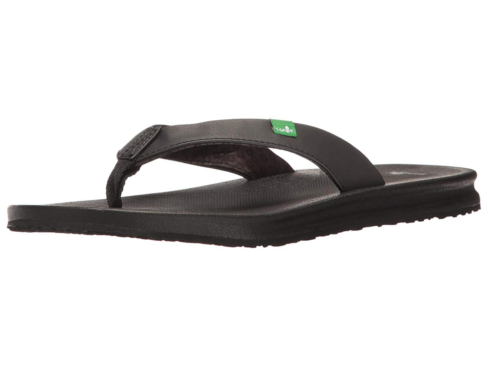 sanuk women's black flip flops
