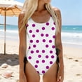 thumbnail image 2 of Delconic Women One Piece Swimsuit Polka Dot Print Scoop Neck Adjustable Side Ties Bathing Suit for Beach Pool Swimwear, 2 of 4