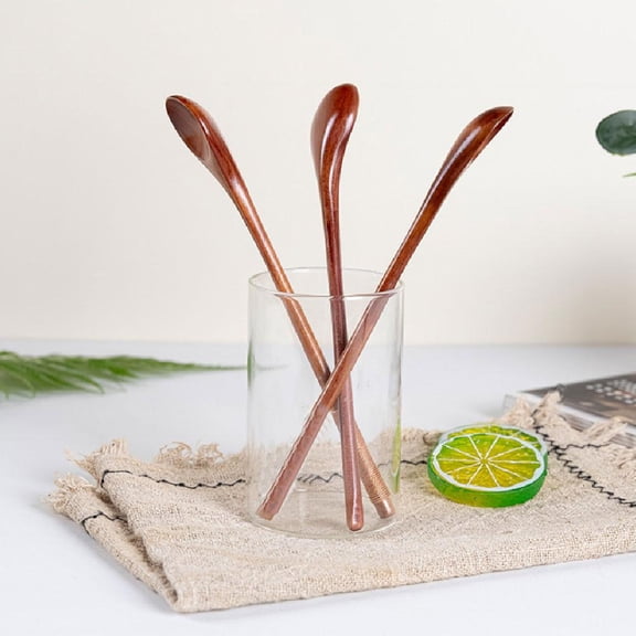 3Pcs Long Handle Honey Soup Water Spoons Kitchen Supplies Wooden Spoons for Cooking Brown