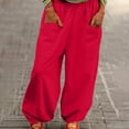 thumbnail image 2 of ManxiVoo Breathable High Stretch Waist Wide Leg Harem Pants for Women Casual Comfortable Baggy Style Lounge Wear Trousers XXXL Size Red, 2 of 9